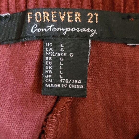 Forever 21 Bohemian Size Large Reddish Brown High-Rise Wide-Leg Corduroy Pants - Picture 8 of 12